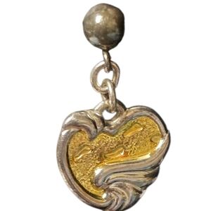 Gorham 925  Silver Footprints in the Sand Post heart dangle / drop earrings